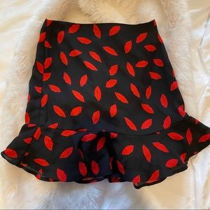 Lips Pattern Flowy Skirt